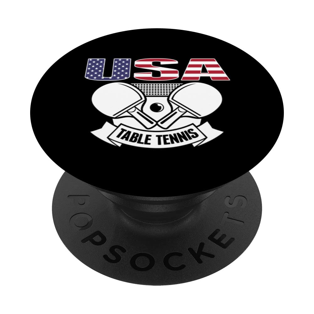 America Ping Pong Lovers US Flag Table Tennis Team Supporter PopSockets Swappable PopGrip