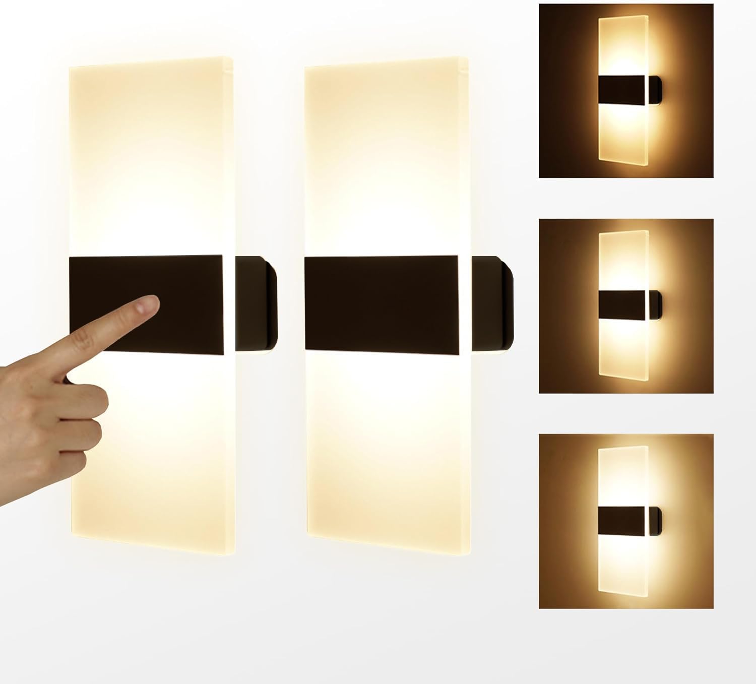 Photo 1 of MEHIDFY Wall Sconces Sets of 2, Dimmable Touch Control Wall Lamp, Rechargeable LED Wall Sconces, Battery Operated Wall Lights, Bedside Lamp, Reading Light Bedroom with 4 Brightness (Warm White)