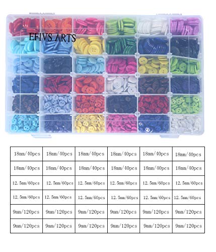 Efivs Arts Resin Buttons 2640pcs Assorted Size 2 and 4 Hole Round Craft Plastic Buttons for Sewing DIY Crafts Scrapbooking Children's Manual Button Painting