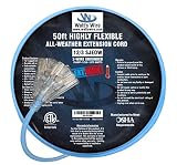 50-ft Extreme 12/3 Heavy Duty 3-Outlet Lighted SJEOW Very-Flexible Cold-Weather Oil-Resistant Rubber Extension Cord By Watt's Wire - 12-Gauge Rugged 15-Amp Three-Prong Power-Cord (50 foot 12-Awg)