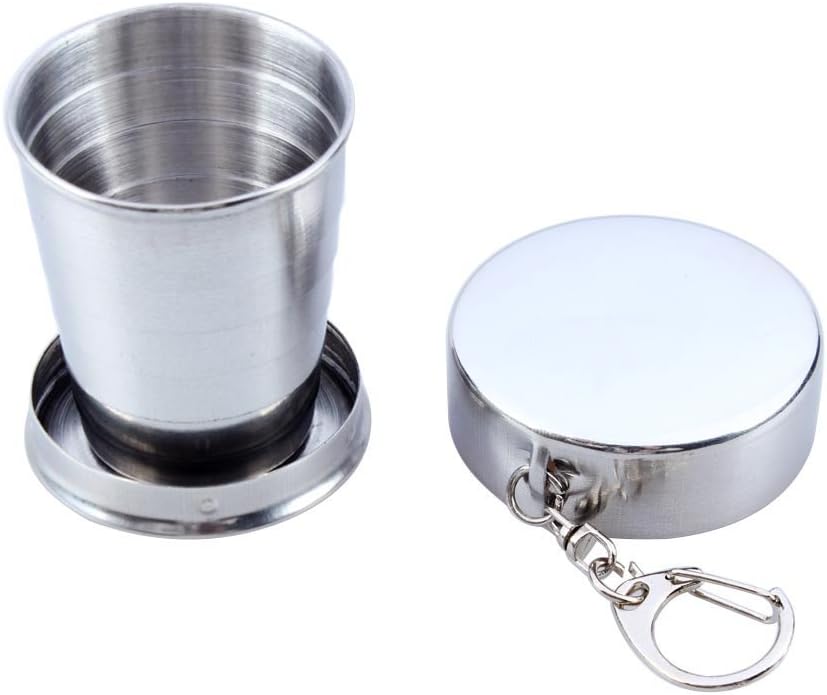 Mychampion Stainless Steel Telescopic Collapsible Shot Glass Cup With Key Ring(75ml)