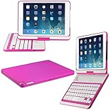 iPad Air 2 Keyboard, CoverBot iPad Air 2 Keyboard Case Notebook Station HOT PINK. Design with Stand 360 Landscape View Turning Angles and Folds into Mini Notebook Style For iPad Air 2