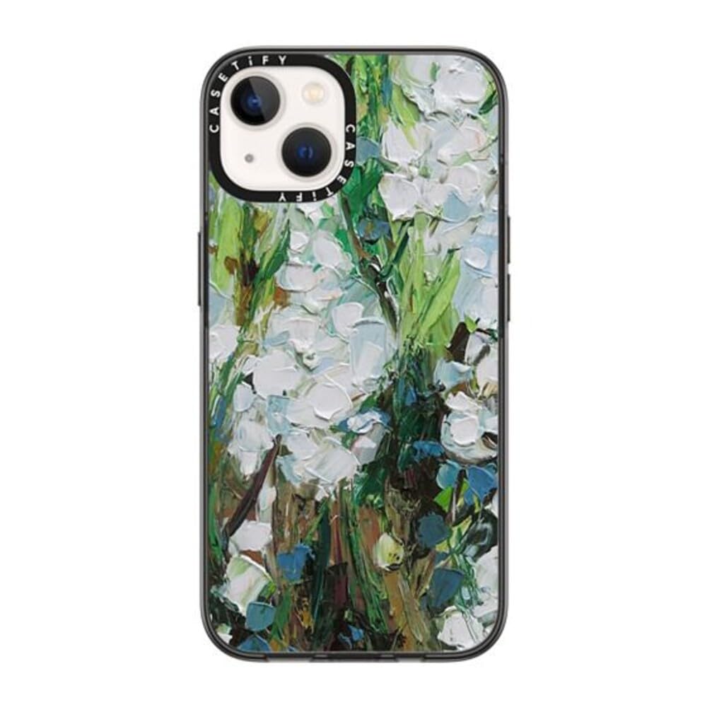 CASETiFY Compact iPhone 14 Case [2X Military Grade Drop Tested / 4ft Drop Protection] - Wild Squill Flowers - Clear Black — image 1