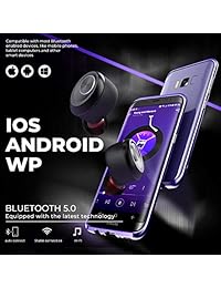 Auriculares inalámbricos V5.0 Bluetooth estéreo auténtico sonido HD micrófono auriculares IPX4 impermeable deporte auriculares automáticos de emparejamiento y carga con funda de carga hasta 120 H en tiempo de espera