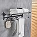 Rozin Bath Towel Holder Wall Mount Folding Towel Rack with Hooks Black Color