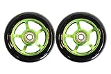 SCSK8 Metal Core Scooter Wheels 100mm BLACK and GREEN with FREE Bearings (scs-scooter-wheel-mc)