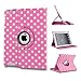 ELEOPTION Auto Sleep/Wake Function 360 Degree Rotating Smart Case Cover for 7.9 inch Apple iPad Mini/iPad Mini 2 Mini 3 with Retina with a Stylus as a Gift (Polka Dot Pink)