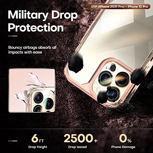 TAURI [5 in 1] for iPhone 13 Pro Case, Not Yellowing, with 2 Tempered