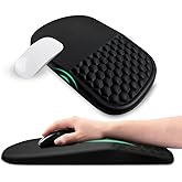 Ergonomic Mouse Pad with Wrist Rest Support, Mousepad with Comfortable Memory Foam Wrist Rest and Non-Slip PU Base for Pain Relief, Computer, Laptop, Office, Home (Black)