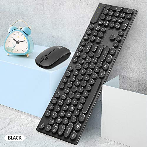COM1950s 104 Keys Gaming Keyboard 1 Set Anti-Splash Wired Mult Punk Gaming Keyboard Mouse Office for PC Computer (Black) - Thumbnail 2