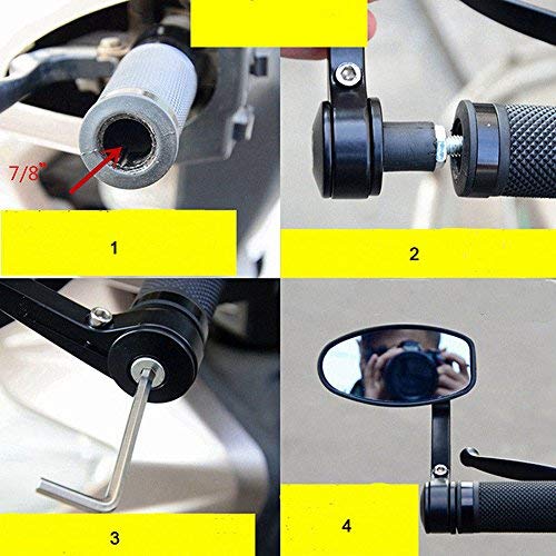 Krtopo 1 STUKS 7/8 22 MM Motor Achteruitkijkspiegels Zwart Universeel Stuur Bar End Spiegel Zijspiegel voor Scooter. - Image 8