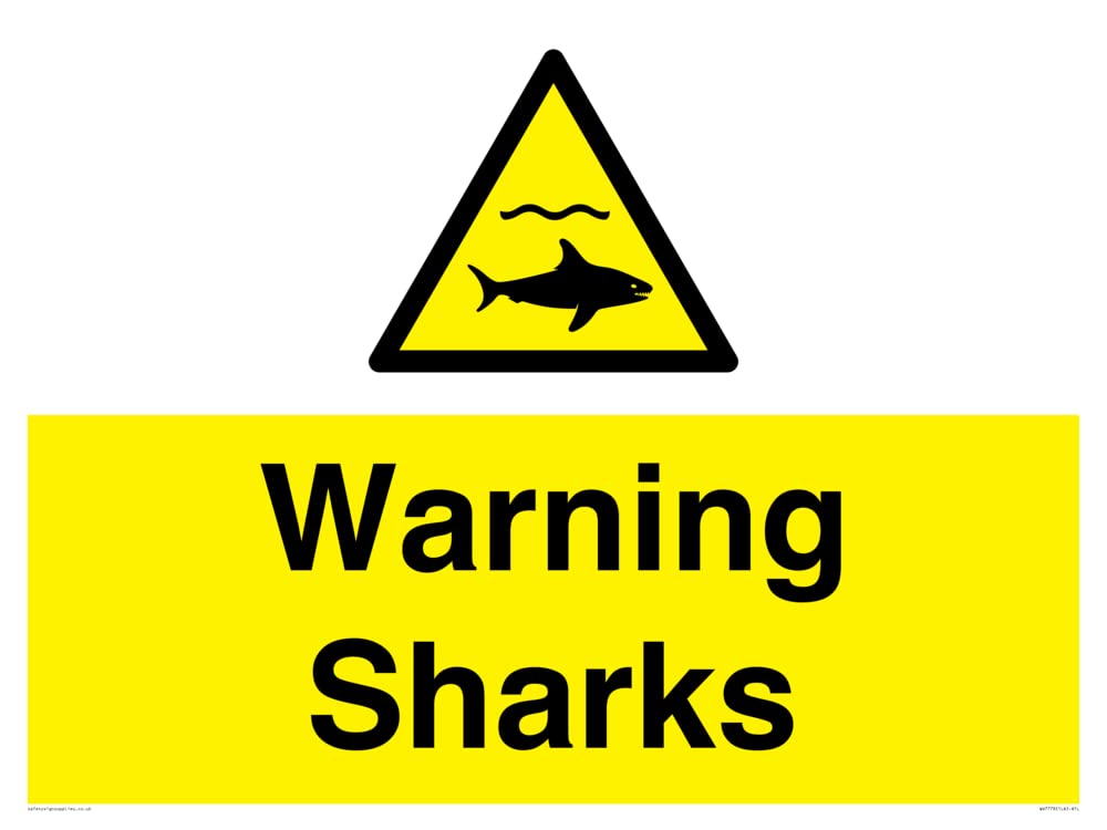 Warning sharks Sign - 800x600mm - A1L