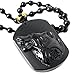 SCOO Hand Carved Natural Genuine Obsidian Howling Wolf Head Amulet Pendant Necklace