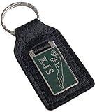 Jaguar XJS Leather and Enamel Key Ring Key Fob