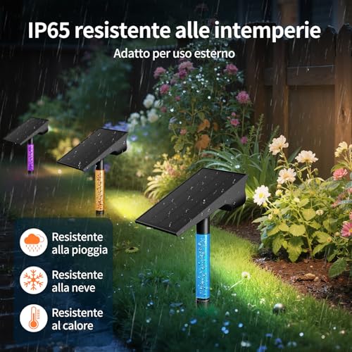 INTELAMP Outdoor Solar Spotlights, 3 Adjustable Light Colours (Peak) | 4000 mAh battery, waterproof IP65, ideal for garden, yard, paths, bushes