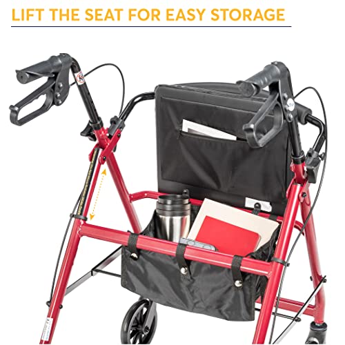 Drive Medical Aluminum Rollator Walker Fold Up and Removable Back