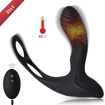 Prostata Stimulator Analvibrator Massagegerät mit Heizfunktion,10 Vibrationsmodi Prostata Massage Vibratoren mit Cockring, US