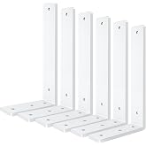 White Floating Shelf Bracket 12 Inch, 6 Pack Heavy Duty Shelf Brackets, Wall Shelf Bracket for DIY Decorative with Mounting Hardware