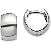 6mm 10k White Gold Round Hinged Hoop Earrings 7x6mm Wide Hoop Earring for Women