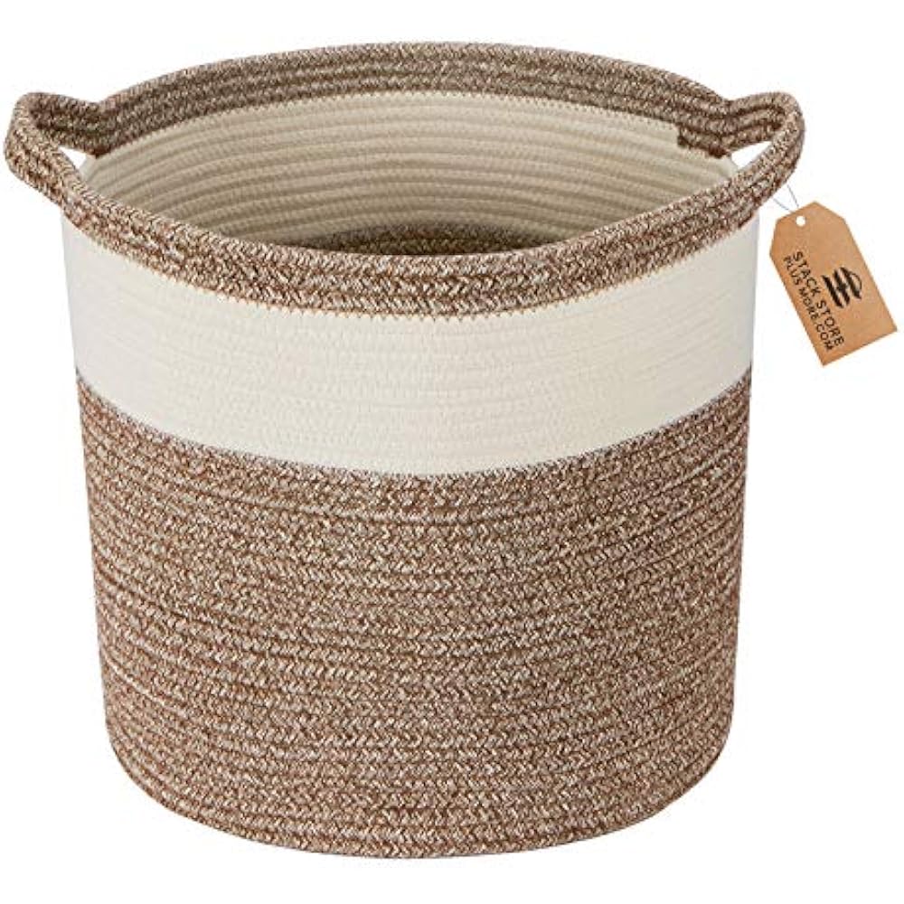 Medium Cotton Rope Basket 16x16x14 Large Woven Multipurpose Blanket