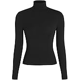 CIDER Turtle Necks Tops for Women Long Sleeve Shirts Mock Neck Solid Basic Tee Slim Fit Soft Base Layer Fall Tops