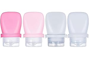 WXOIEOD 1 oz Travel Bottles, Leakproof Silicone Squeeze Bottle Mini Travel Size Container for Toiletries Lotion Shampoo and Conditioner Liquid Salad Dressing to go Condiment, TSA Approved, 4 Pack