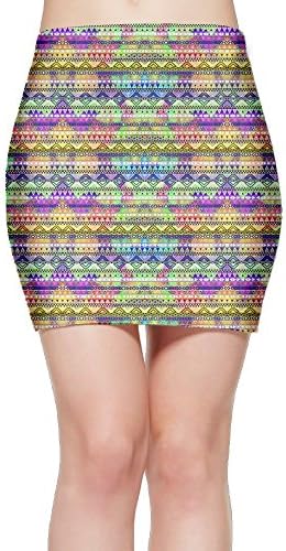 Neon African Culture Print Womenâ€s Bodycon Mini Knit Basic Stretch Short Pencil Skirt XL