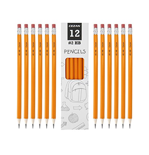 #2 HB Pencils - Wood Cased Yellow Pencils - Pre-sharpened - Box of 144 by Cezan