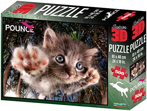 Pounce 3D Kitten Puzzle: 500 Piece Jigsaw Puzzles for Kids Adults &amp; Family Games