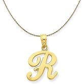 The Black Bow 14k Yellow Gold, Mimi, Sm Script Initial R Necklace