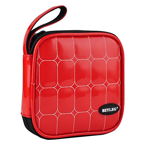 Wismart 32 Capacity Pu Leather Shell CD DVD Blu-ray Media Case Storage Holder Organizer Wallet for Car, Home, Office and Travel Carrying Protector Organizer(32-Capacity, Red) - Thumbnail 6