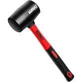 LOZAGU 16oz Rubber Mallet Hammer, Fiberglass Handle, Rubber Mallet for Flooring, Tent Stakes, Woodworking, Camping, Soft Blow Tasks without Damage