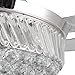 Huston Fan Modern Retractable Ceiling Fan Light Crystal Chandelier Ceiling Fan Remote for Indoor Bedroom Living Dining Restaurant LED Crystal Chandelier Fan,3 Color Setting-Not Dimmable,42 Inch Silver
