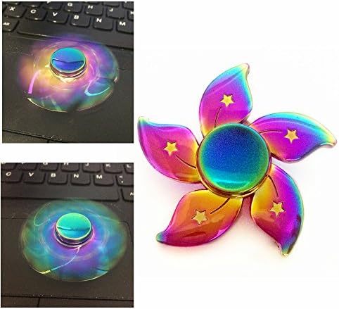 Colorful Light Redbud Flower Metal Five Side Hand Spinner Fidget Toy For Girl ADHD EDC