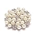Valdler Fashion Jewelry Imitation Pearls Floral Ivory and Silver-Tone Crystal Brooch Pin