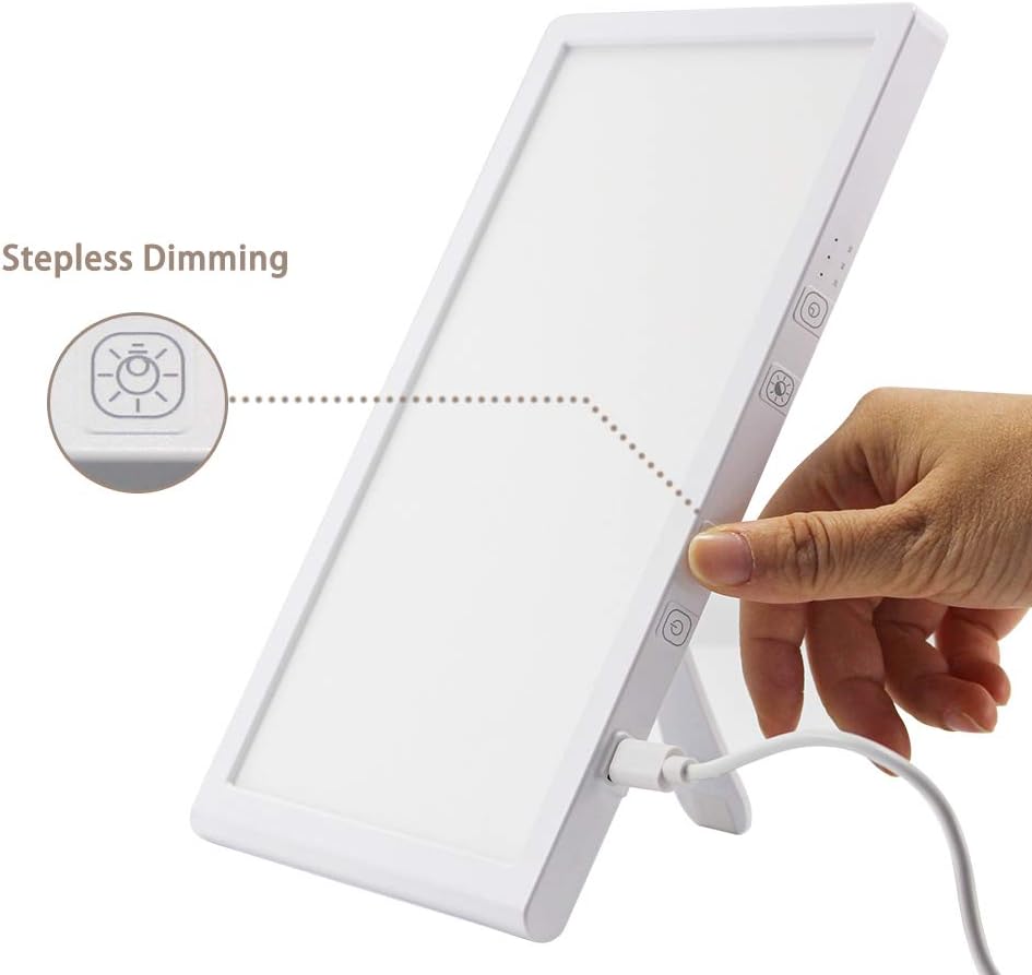 Light Therapy Lamp, UV-Free 10000 Lux LED Sunlight Therapy Light, Adjustable Brightness Levels, Touch Control, 3 Timer Settings with 3 Color Temperature for Mood-Boosting Light: Health & Personal Care