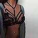 Botrong Sexy Women Floral Lace Bralette Bustier Crop Top Sheer Triangle Bra Shirt Vest Wire Free (L, Black)