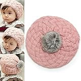 VIKEN Winter Warm Cute Baby Kids Girls Toddler Knit Beanie Crochet Rib Pom Pom Hat Cap Color Pink