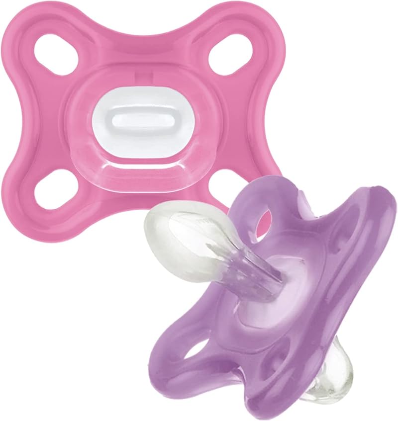 MAM Comfort Soother 0-3 Months 2 Pack with Steriliser Case Pink/Cream