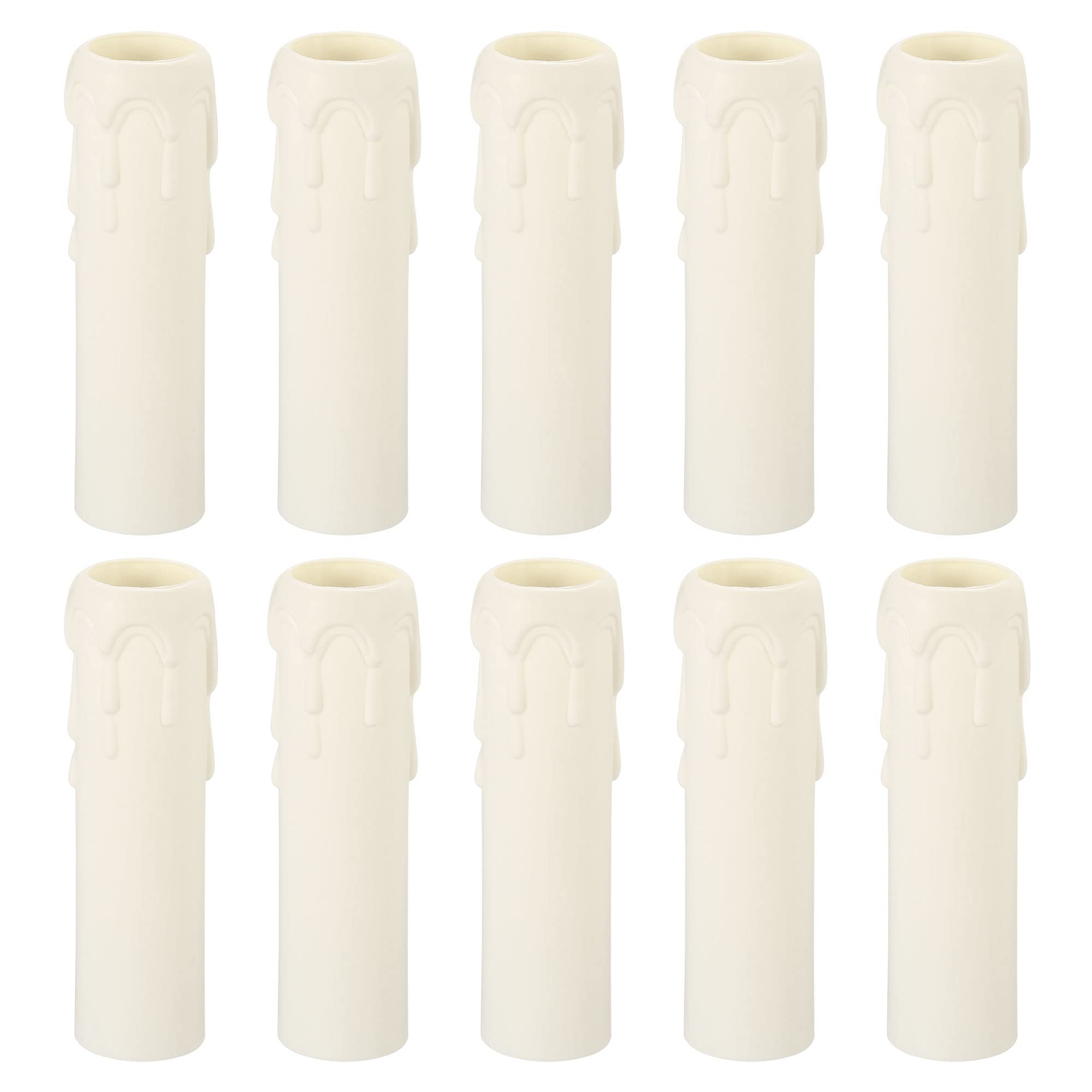 PATIKIL 25x100mm Candle Socket Covers, 10 Pack Plastic Sleeves Candelabra Base Accessories for E14 Chandelier, White