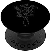 Gray Black Floral Flower Wildflower PopSockets Adhesive PopGrip