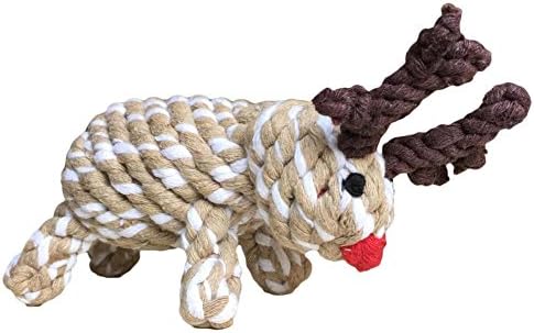Ggkidsfunpet Dog Cotton Rope Toy Christmas Pet Chew Toys for Small and Medium Breeds Biting Chewing,Reindeer