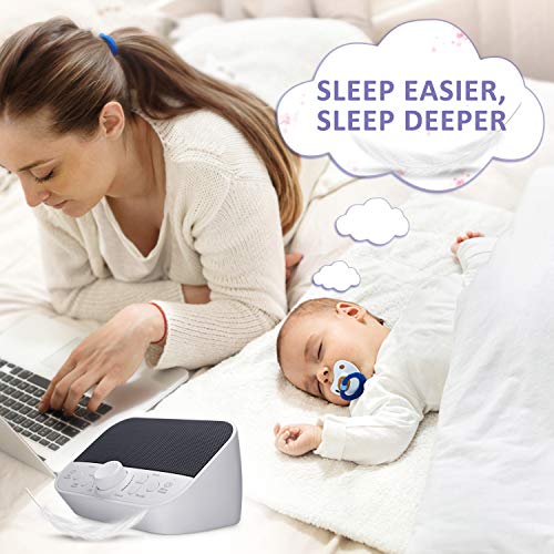 Fathers Day Gifts White Noise Machine with 28 High Fidelity Non-Looping White and Fan Noise Sounds,Nature Sounds,Sleep Timer Portable Sound Therapy for Baby Kids Adults Home,Office Travel (White-Grey)