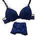 Etosell Women Sexy Deep V Lace Underwire Bra Set Push Up Bra Outfit Blue 36C