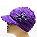 CITY Women Girl Pattern Slouchy Knit Beret Beanie Crochet Rib Hat Cap Warm Purple