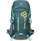 Camel 42L Internal Frame Backpack Backpacks for Backpacking Camping Hiking Travel Outdoor Large Lightweight Daypack with Rain Cover Green