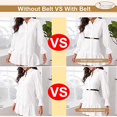 JASGOOD Women Elastic Waist Thin Belt, Fashion Double Pearls Buckle Belt Plus Size