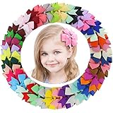 Fortop Baby Girls Boutique Grosgrain Ribbon Pinwheel Hair Bows With Clips For Teens Babies 40Piece