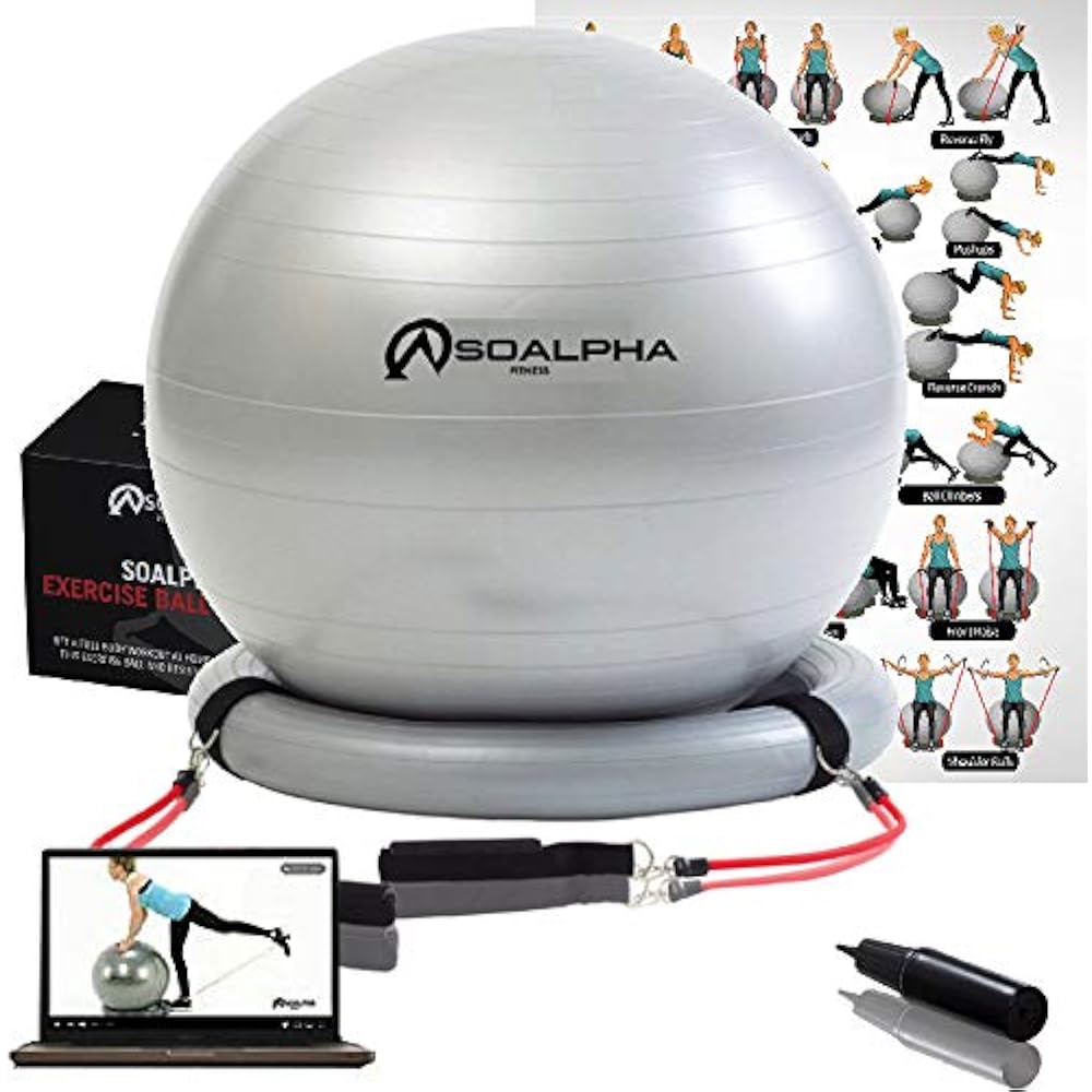 exercise ball base with resistance bands