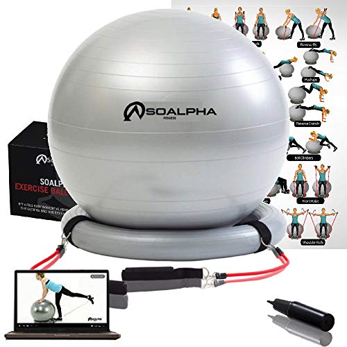 exercise ball with base and bands